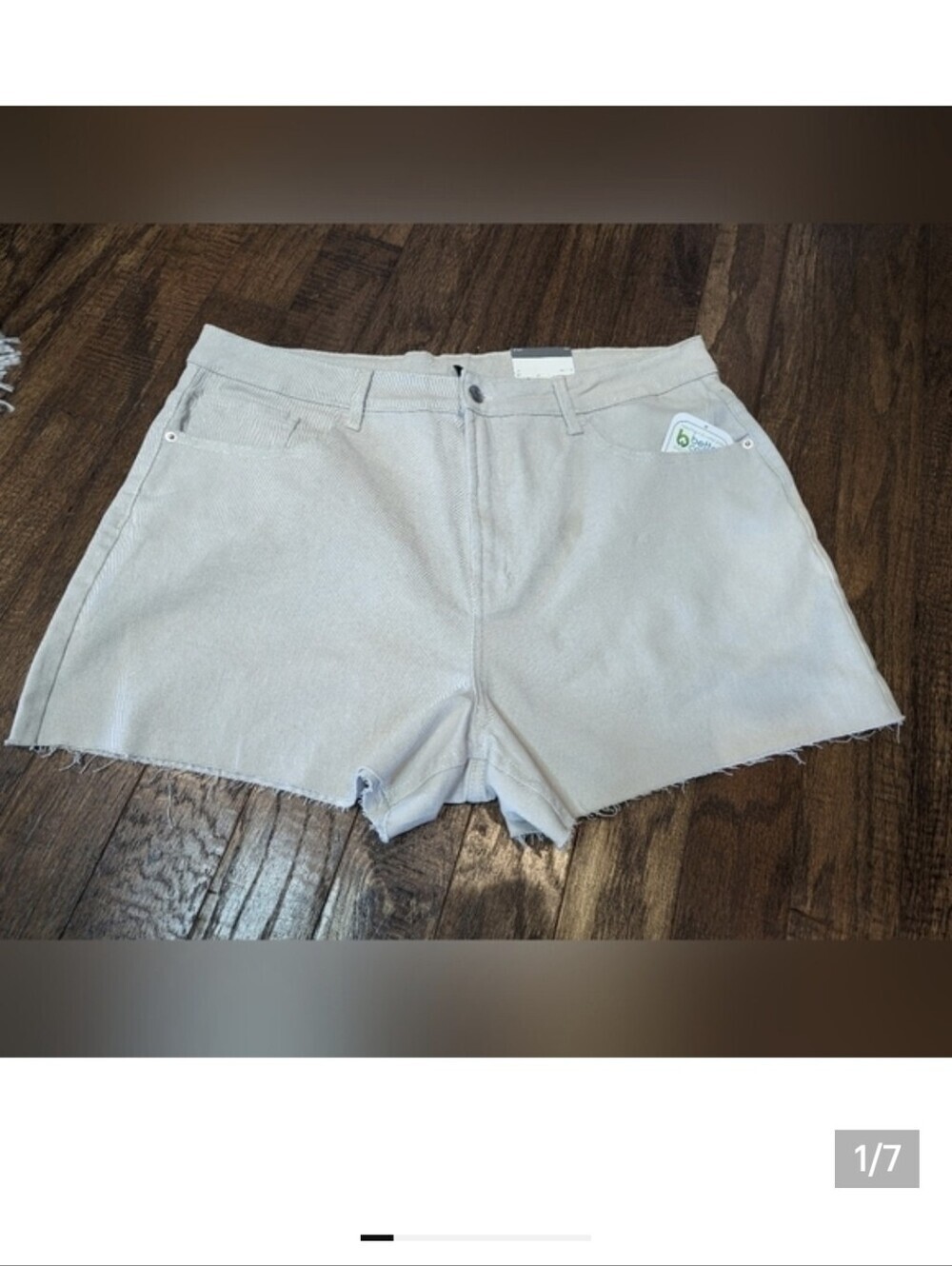 Jean shorts high waisted, slim leg cream, plus size 18 George Brand